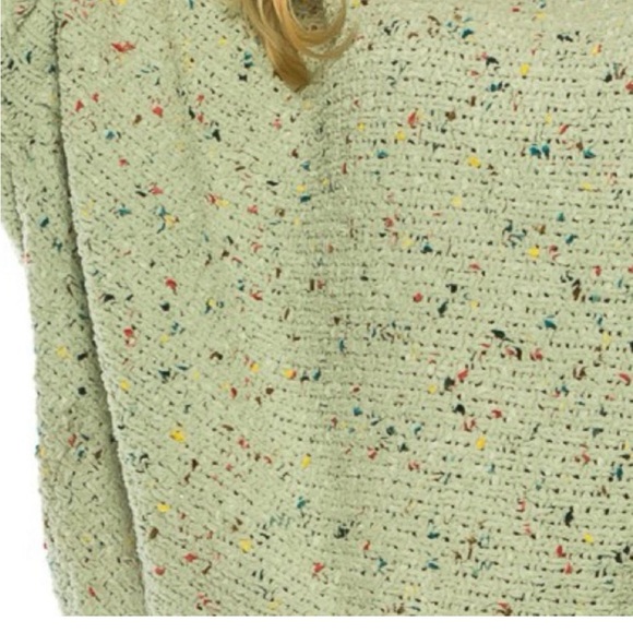 Cream Spring Weave Knit Dolman Sleeve Sweater with Multicolor Confetti Detail - Picture 5 of 7